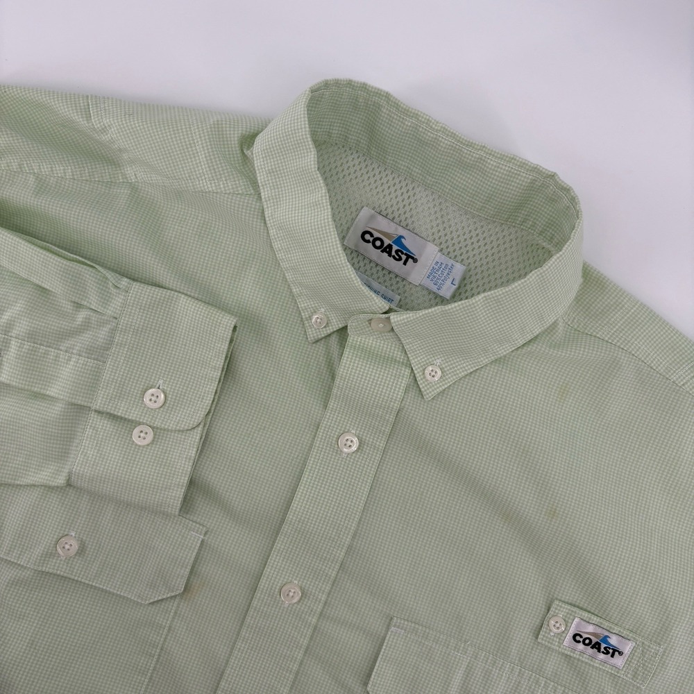 Coast Pawleys‎ Island Marina Fishing Shirt Mens Large Green Plaid Vented